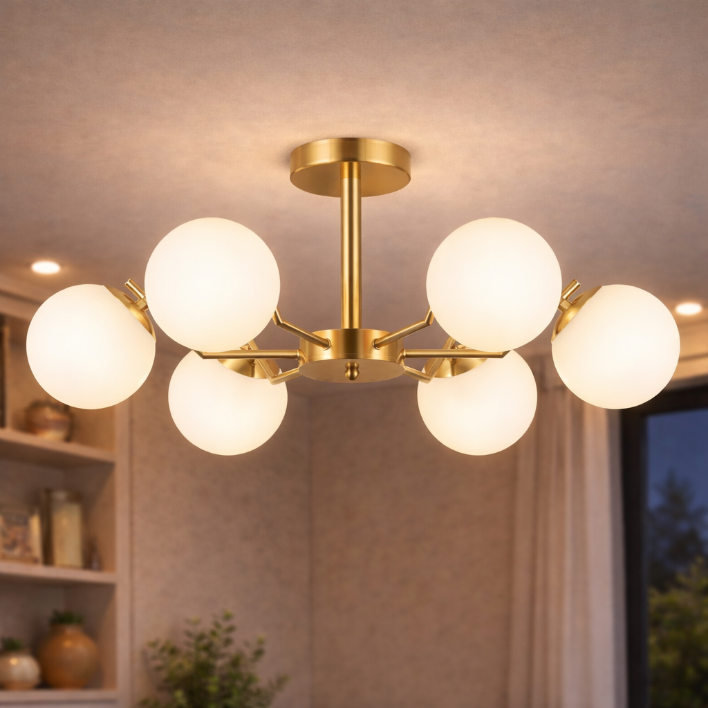 Люстра Sirius на шесть сферических плафонов под лампу Е27 Медный (G 74534/6 CP)