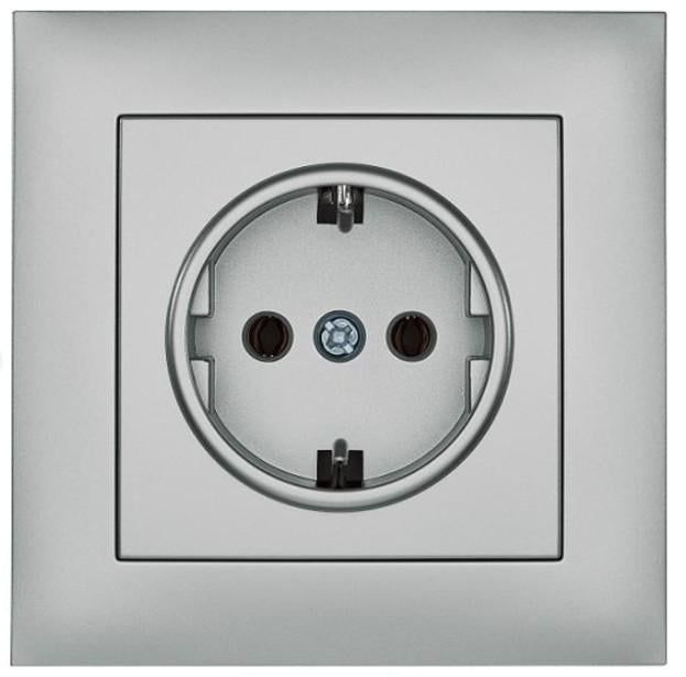 Розетка з заземленням RS16-479 Silver