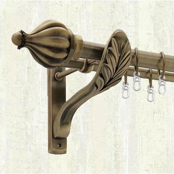 Карниз для штор Orvit Таджа двухрядный 25/19 мм ретро 240 см Антик (000-6706)