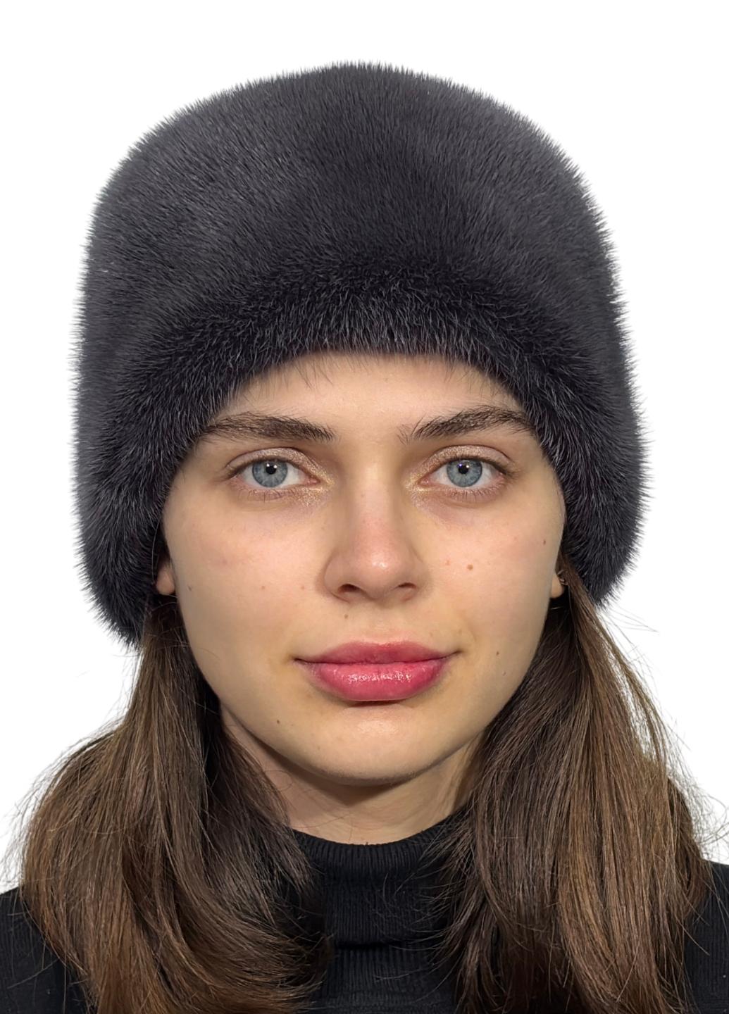 Женская кубанка Меховой стиль Бабочка из натурального меха норки Баклажан (041/H)
