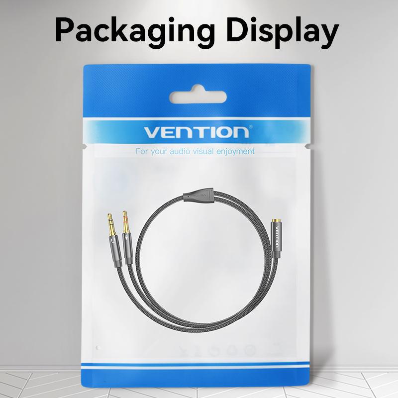 Перехідник Vention 2х3.5 мм minijack-3.5 мм minijack стерео AUX 4-піновий TRRS Нейлонова оплітка 0,3 м Чорний (BHFBY) - фото 13 Перехідник Vention 2х3.5 мм minijack-3.5 мм minijack стерео AUX 4-піновий TRRS Нейлонова оплітка 0,3 м Чорний (BHFBY) - фото 13