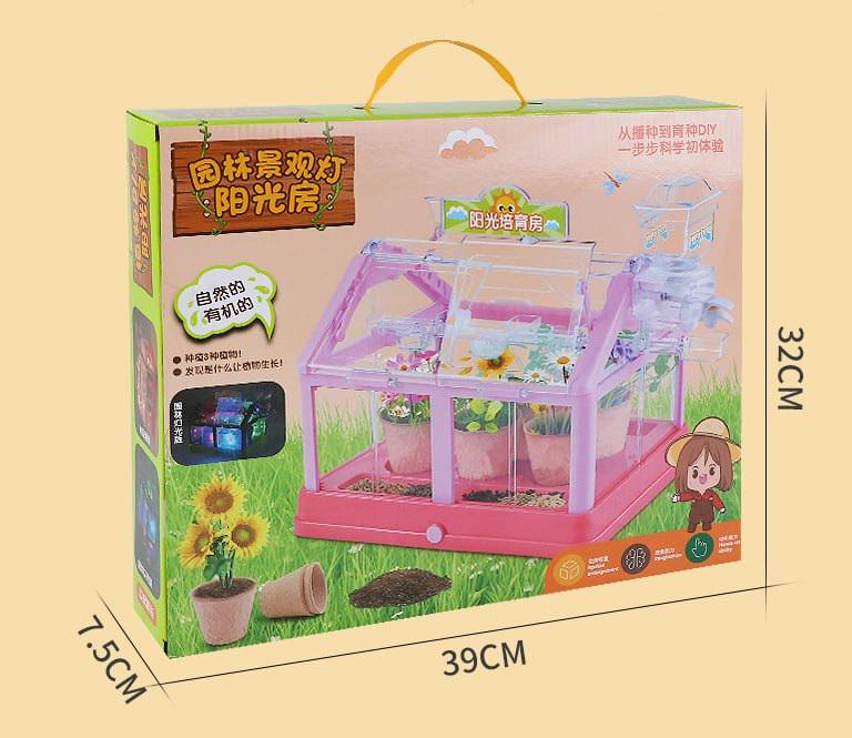 Набор для выращивания растений Мини Теплица с системой полива и солнечными светодиодными лампами Розовый (425/1) - фото 6