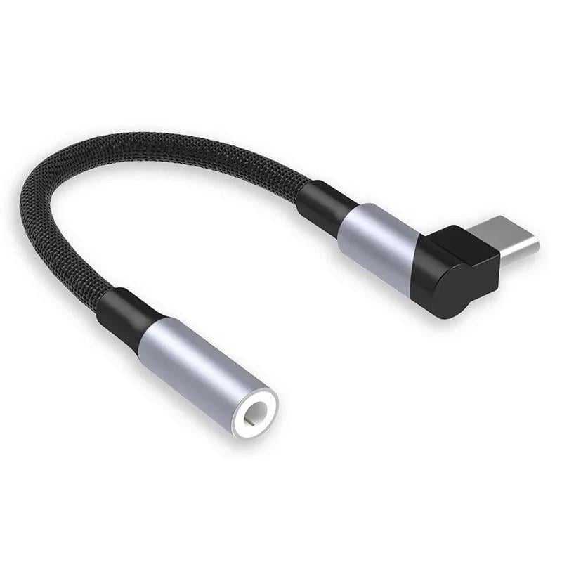 Аудіо-перехідник для навушників кутовий SUNROZ USB Type C-3,5 мм (A48118)