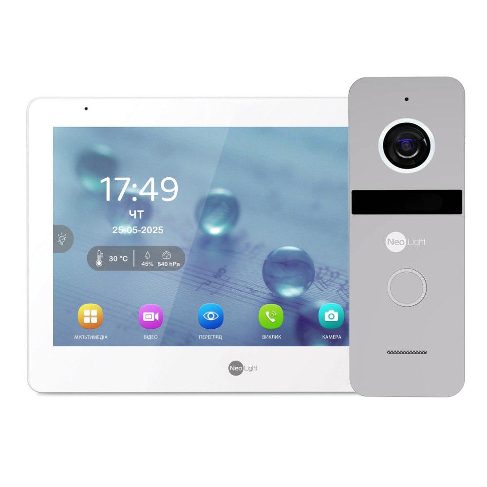 Комплект NeoLight MEZZO Hybrid HD KIT гібридний відеодомофон 10,1" з Wi-Fi та 2 Мп відеопанель Silver (301768)