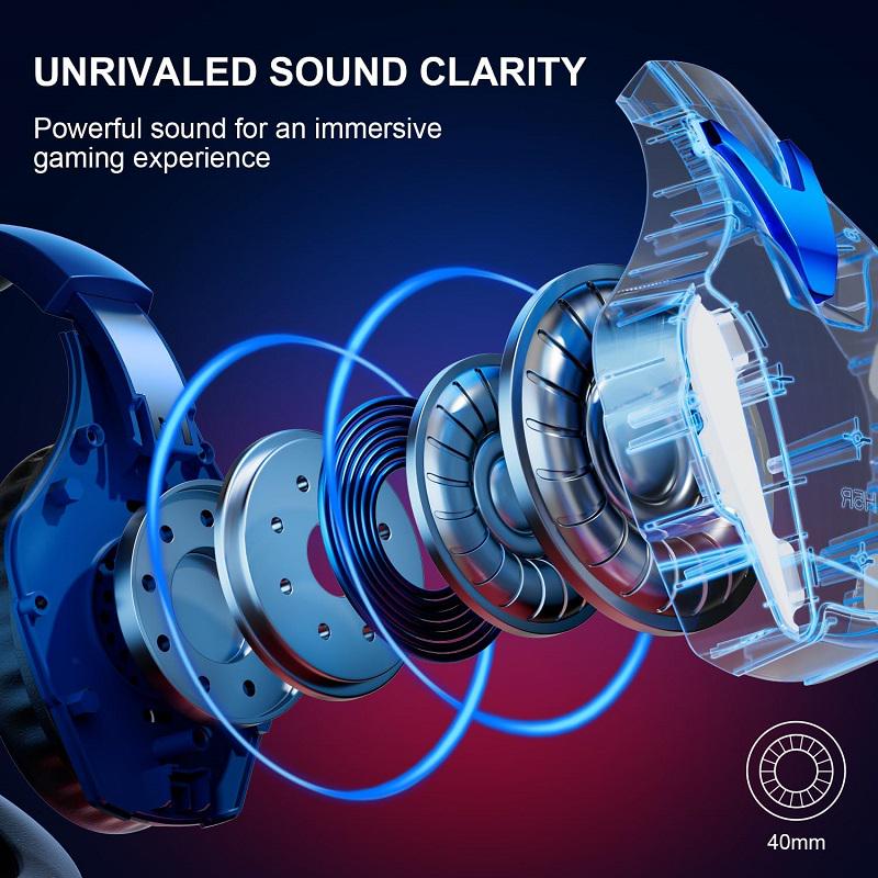 Наушники геймерские Kotion Each H-9 с подсветкой Синий (2377) - фото 3 Наушники геймерские Kotion Each H-9 с подсветкой Синий (2377) - фото 3