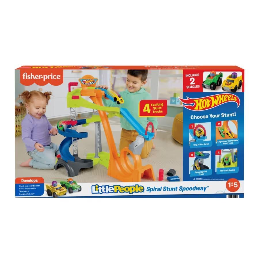 Трек Hot Wheels Fisher-Price Little People Spiral Stunt Speedway Todler Race Track Playset (741212145)