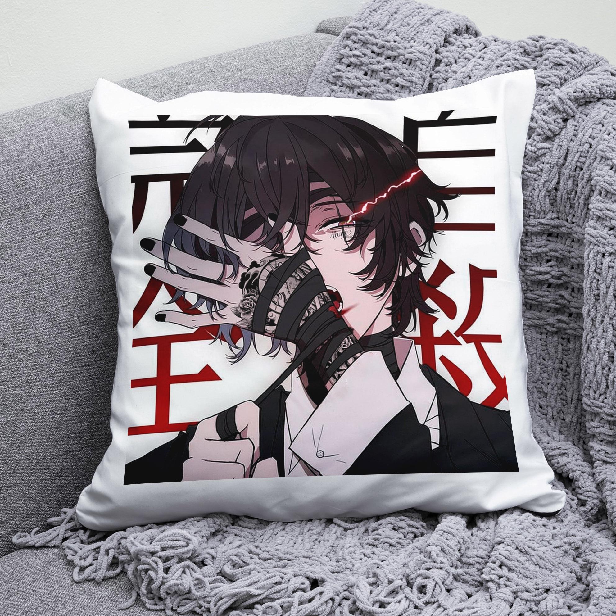 Плюшева подушка квадрат із принтом Bungo Stray Dogs
