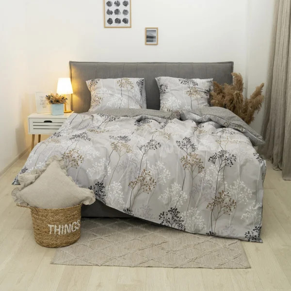 Комплект постельного белья Viluta с узором ранфорс премиум евро 220x240 см Серый (PB-456-A-609)