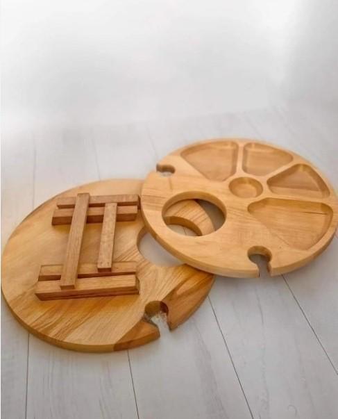 Столик винний на два келихи бук 35х35х17 см Бежевий (003ст) - фото 3 Столик винний на два келихи бук 35х35х17 см Бежевий (003ст) - фото 3