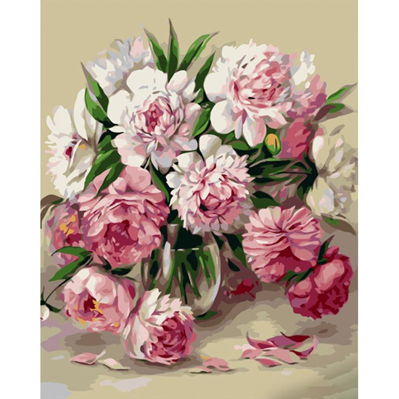 Картина по номерам Strateg Премиум Розовые пионы 40x50 см (GS1129)
