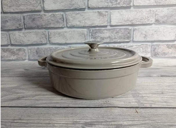 Каструля-сотейник OMS чавунна з кришкою для газу і індукцїі 4 л Сірий (3365-4-gray) - фото 2