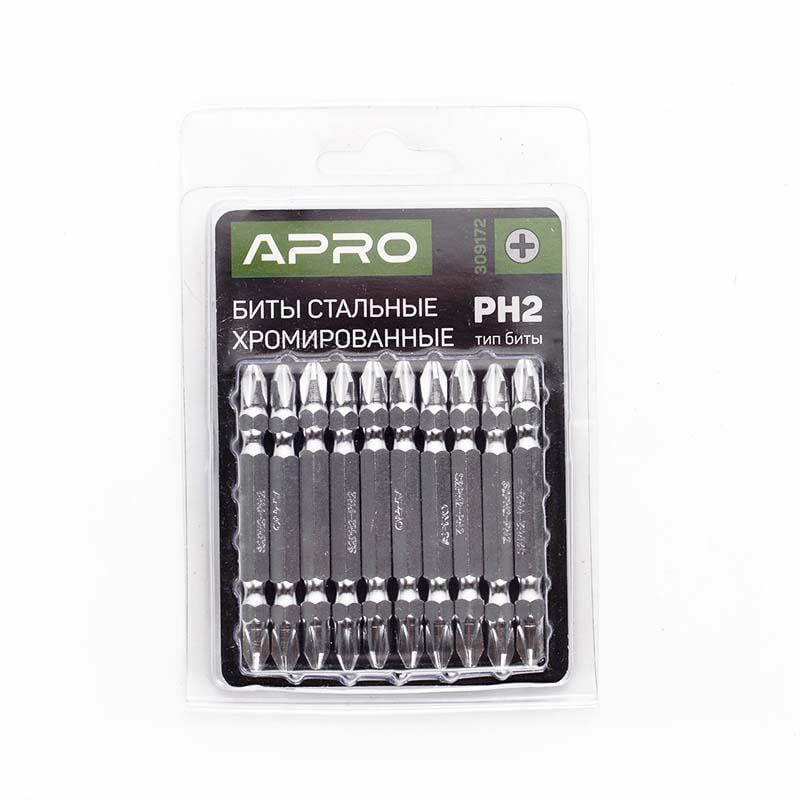 Біта двостороння Apro хромована PH2-PH2х65 мм 10 шт./уп.