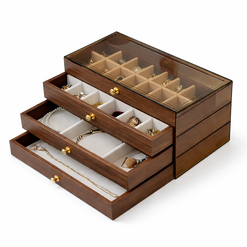 Скринька-органайзер ND 293 3-ярусна Дерево з прозорою кришкою та оксамитовою обробкою (AND293) Скринька-органайзер ND 293 3-ярусна Дерево з прозорою кришкою та оксамитовою обробкою (AND293)