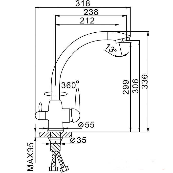 Змішувач для кухні на дві води Frap F4399-7 Чорний - фото 7 Змішувач для кухні на дві води Frap F4399-7 Чорний - фото 7