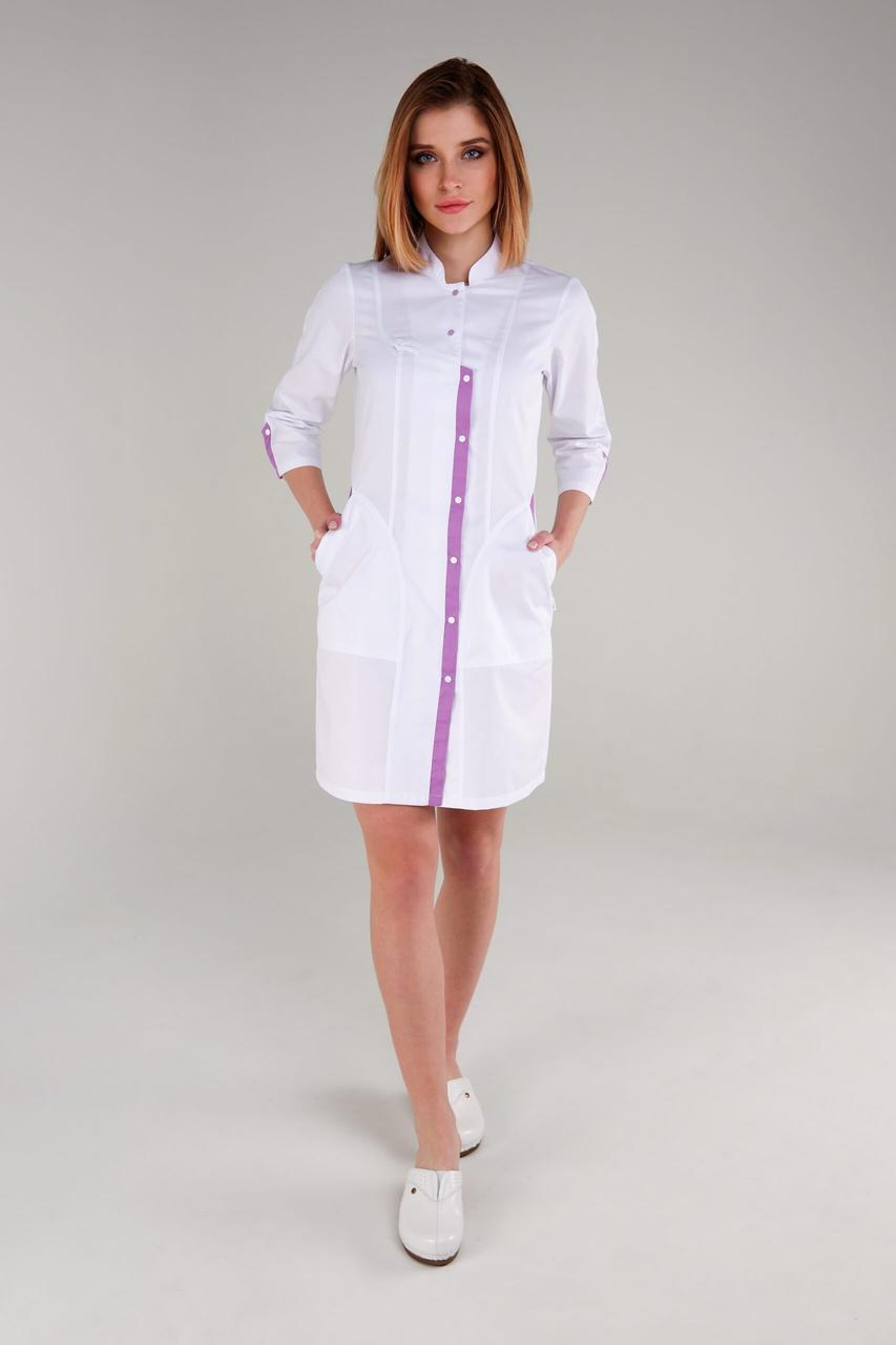 Халат TopLine Вирджиния рукав 3/4 р. 52 Белый/Лавандовый (11934-(52) бел-лав) - фото 5 Халат TopLine Вирджиния рукав 3/4 р. 52 Белый/Лавандовый (11934-(52) бел-лав) - фото 5