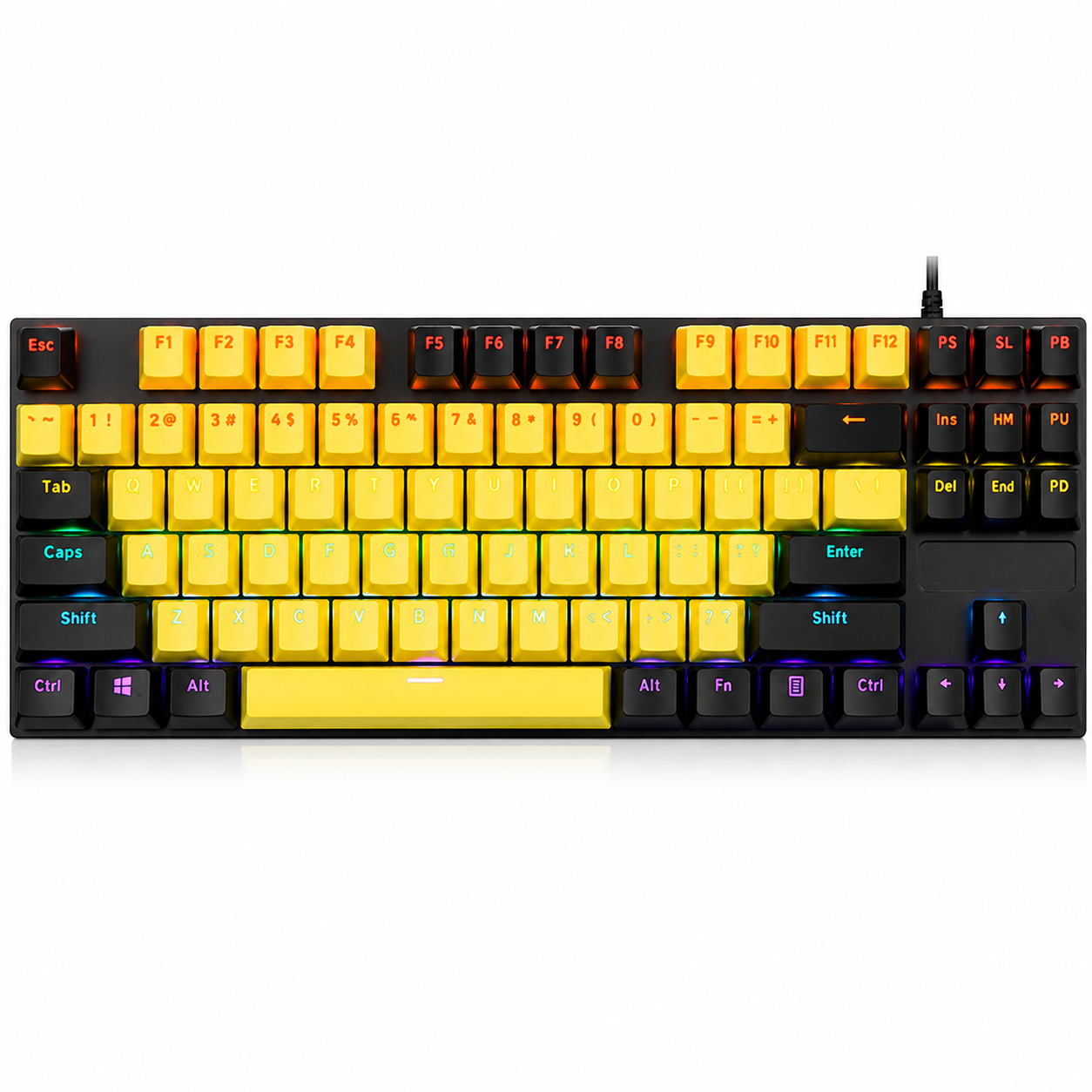 Клавиатура механическая геймерская с RGB-подсветкой 87 клавиш Желтый/Черный (1014-423-00)