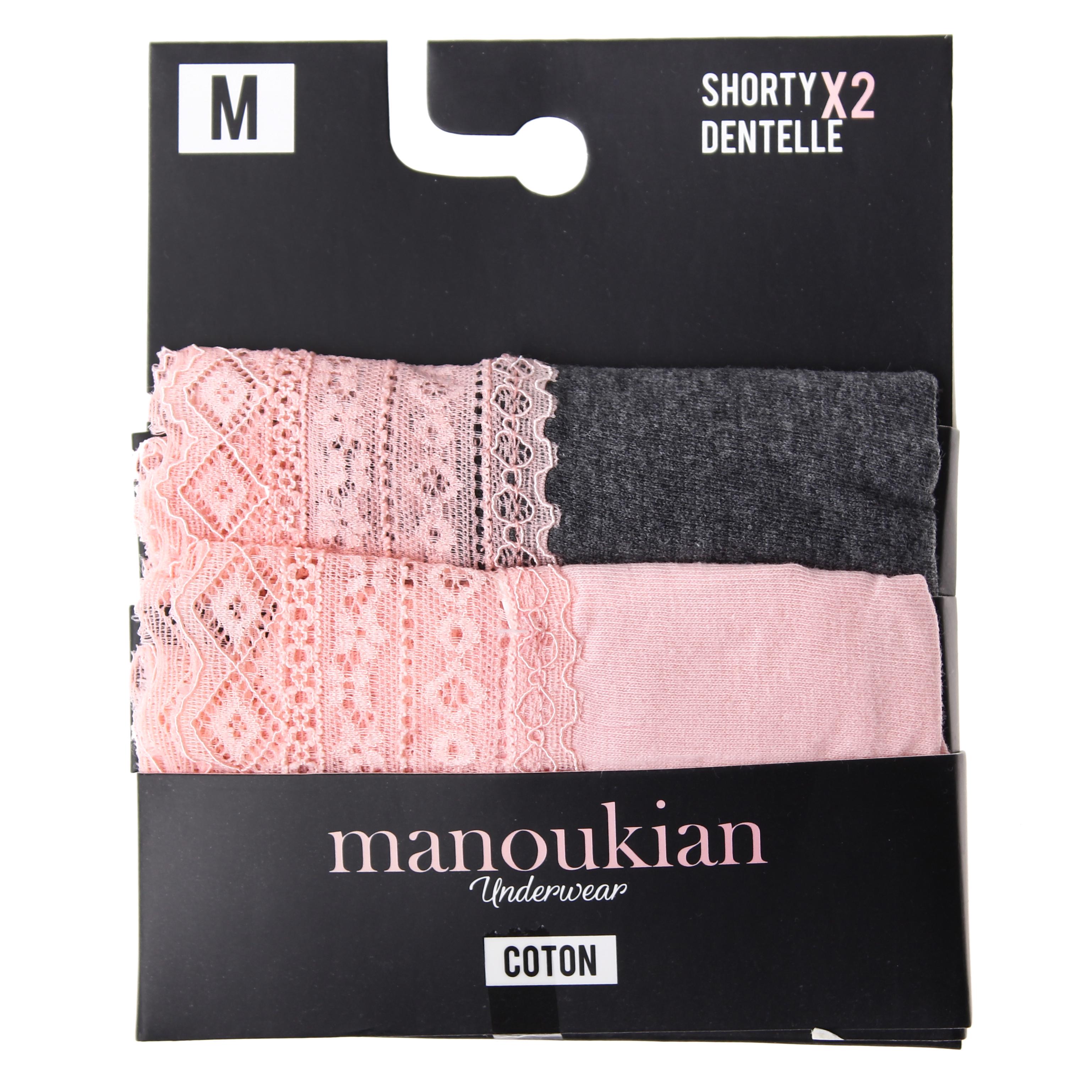 Трусики-шорти Manoukian Shorty-X2 -Femme 2-pack S Dark Gray/Pink (12890483-2) - фото 1