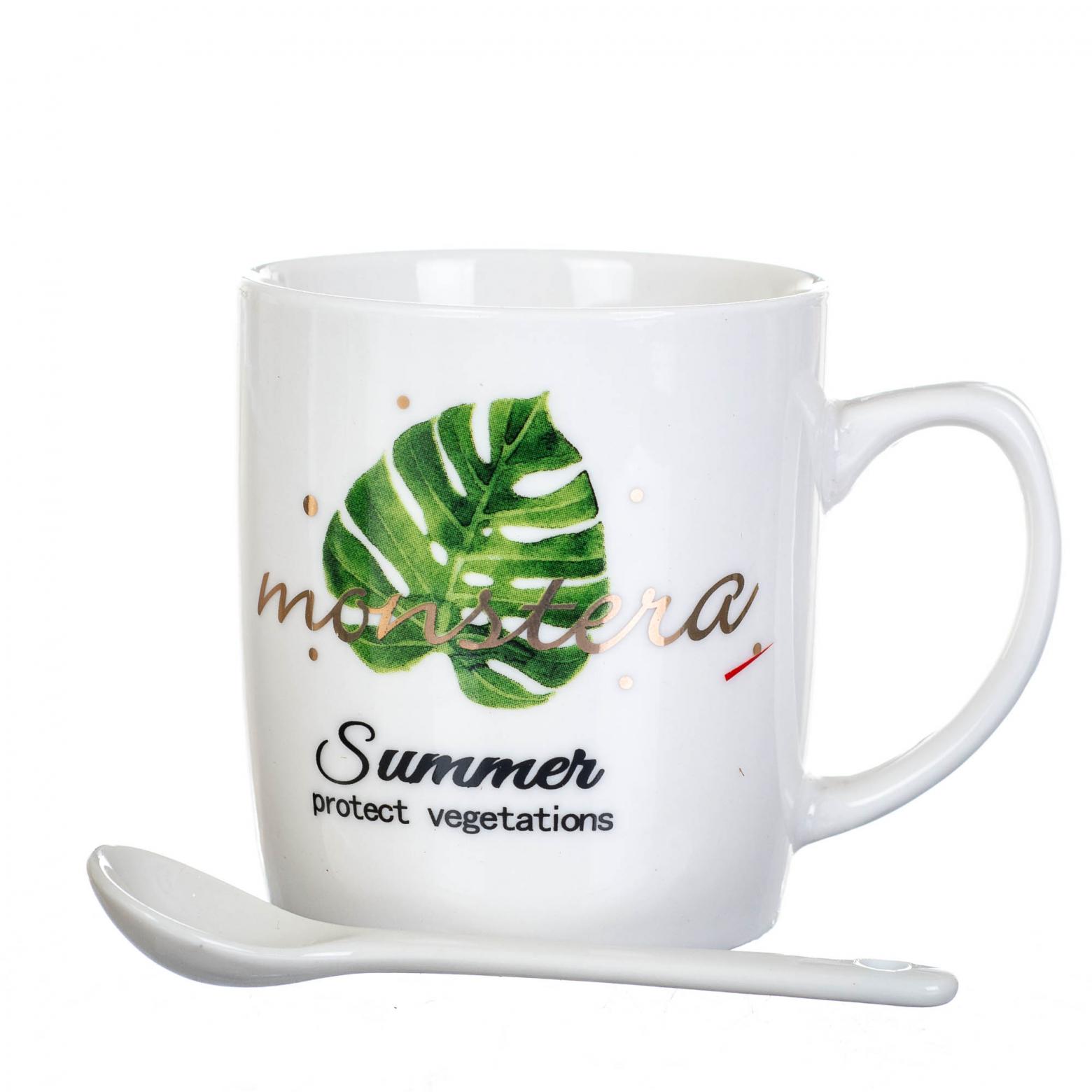 Кружка керамическая с ложкой Elisey Монстера1 200 мл (8201-018) Кружка керамическая с ложкой Elisey Монстера1 200 мл (8201-018)