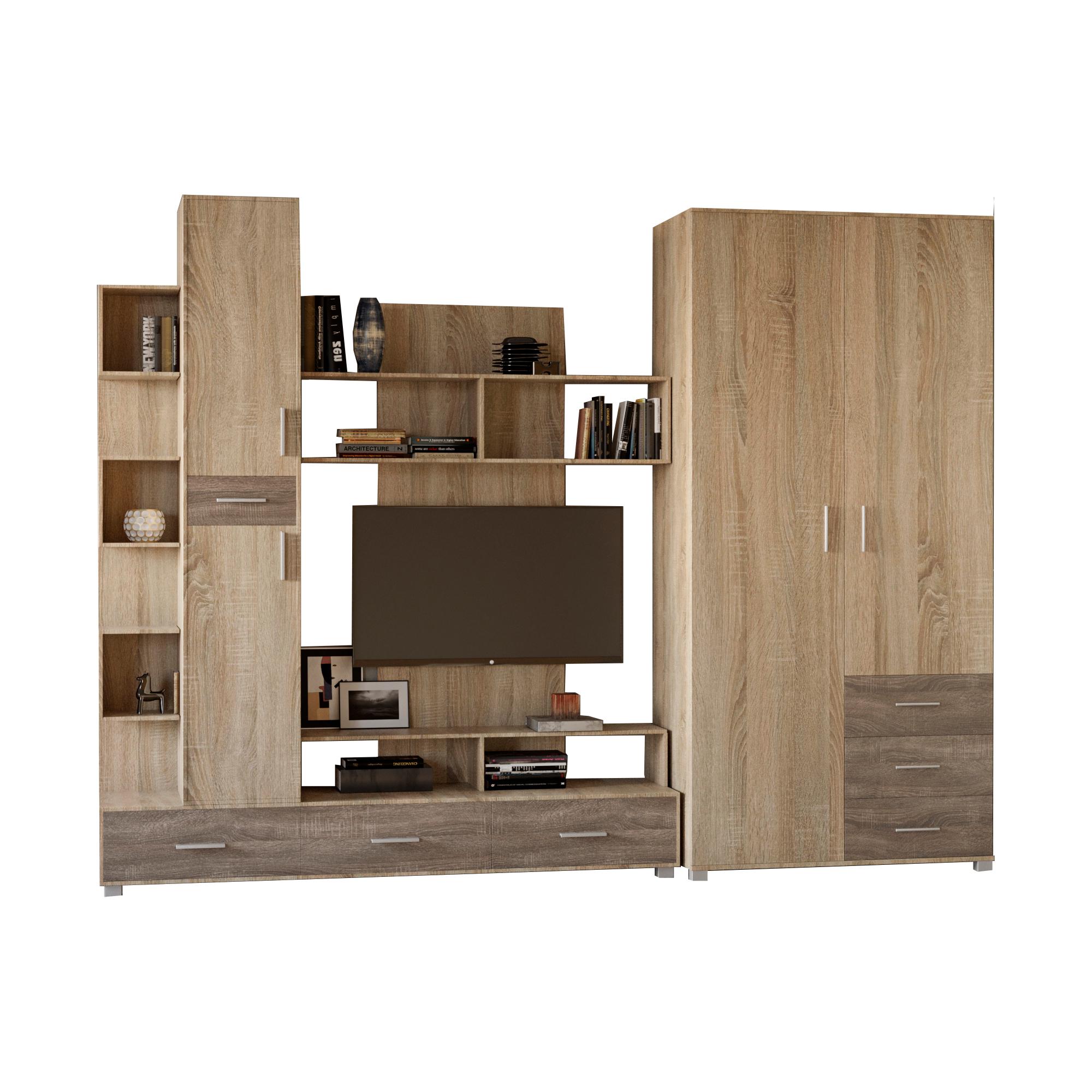 Стенка Эверест Бриз и шкаф ШП-4 Сонома/Трюфель (EVR-2245)