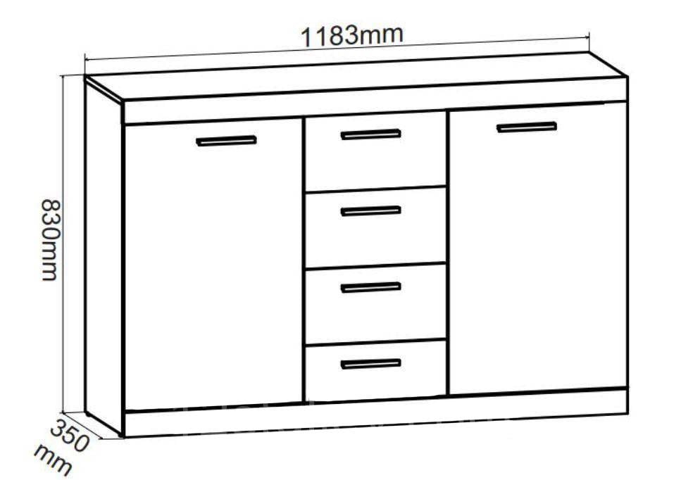Комод Gerbor KOM2D4S Кетлін ЛДСП Бетон/Німфея альба (8005149) - фото 5 Комод Gerbor KOM2D4S Кетлін ЛДСП Бетон/Німфея альба (8005149) - фото 5