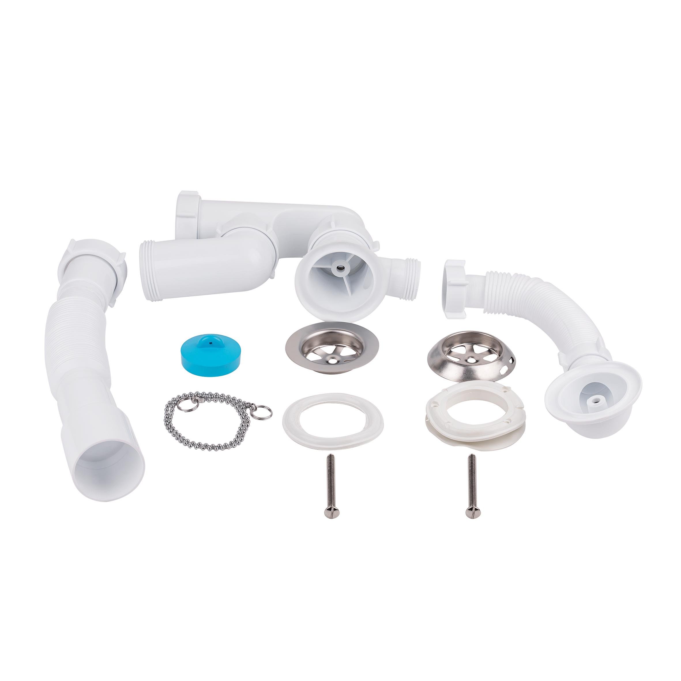 Сифон Lidz для ванны плоский с ревизией с пробкой на цепи выпуск 70 мм - фото 3