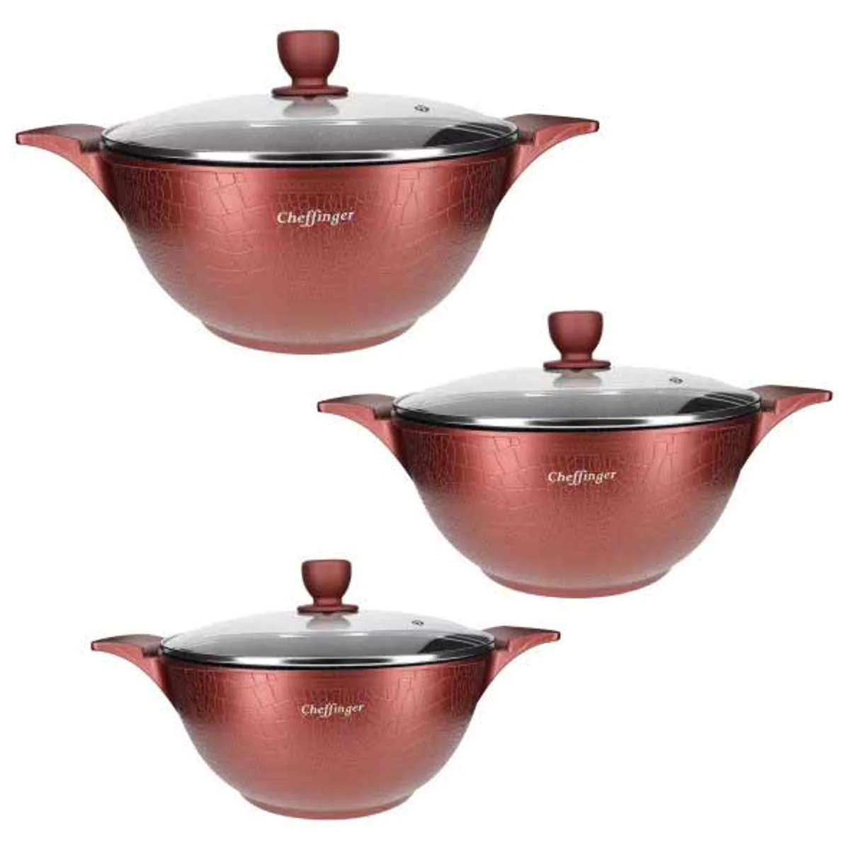 Набор посуды Cheffinger CF-LC01 6 предметов мраморное покрытие Burgundy