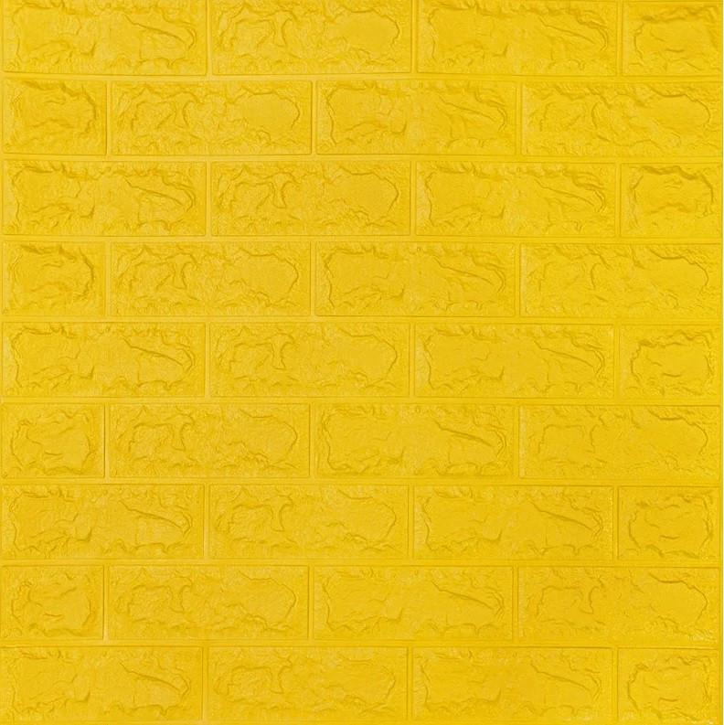 Панель самоклеящаяся 3D Sticker Wall звукоизоляционная 700x770x7 мм кирпич Желтый