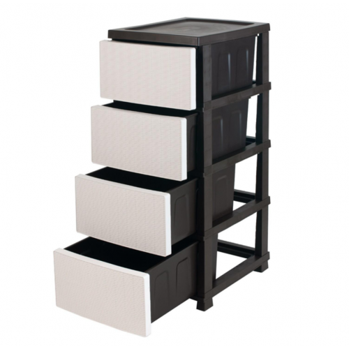 Комод 4 шухляди Ротанг 35х45х86 см Білий/Чорний (Р2) - фото 2 Комод 4 шухляди Ротанг 35х45х86 см Білий/Чорний (Р2) - фото 2