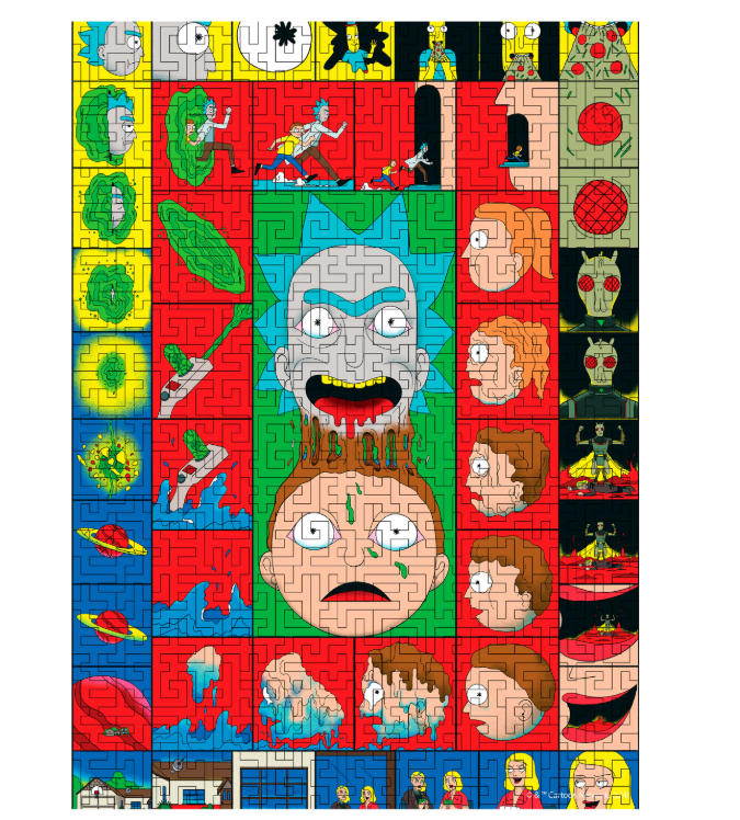 Пазл-лабиринт деревянный Woods Story Rick & Morty Мультивселенная в цветах L (wsrm002-L)