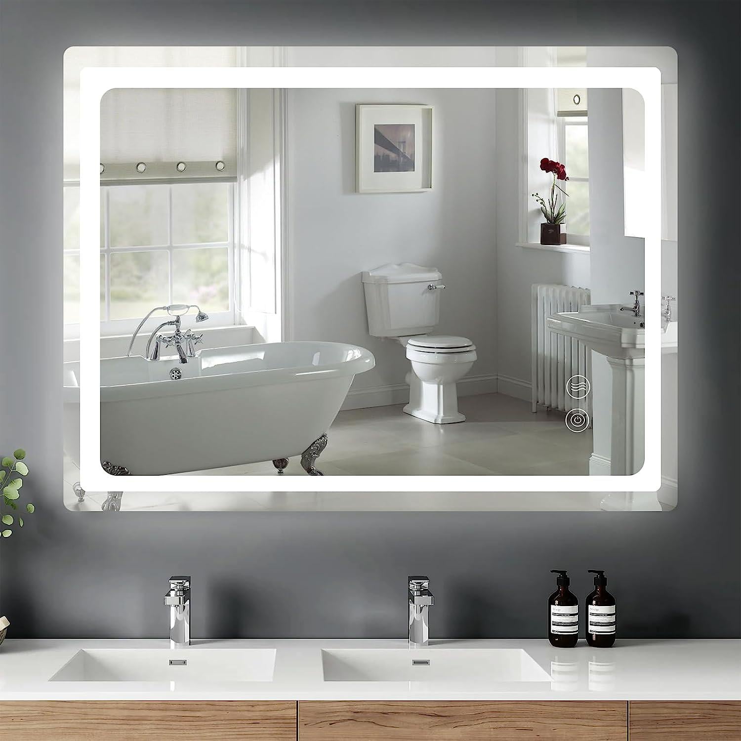 Зеркало Dim Dzerkal LUGA с LED-подсветкой/сенсорным управлением/подогревом 70х100 см (12206)