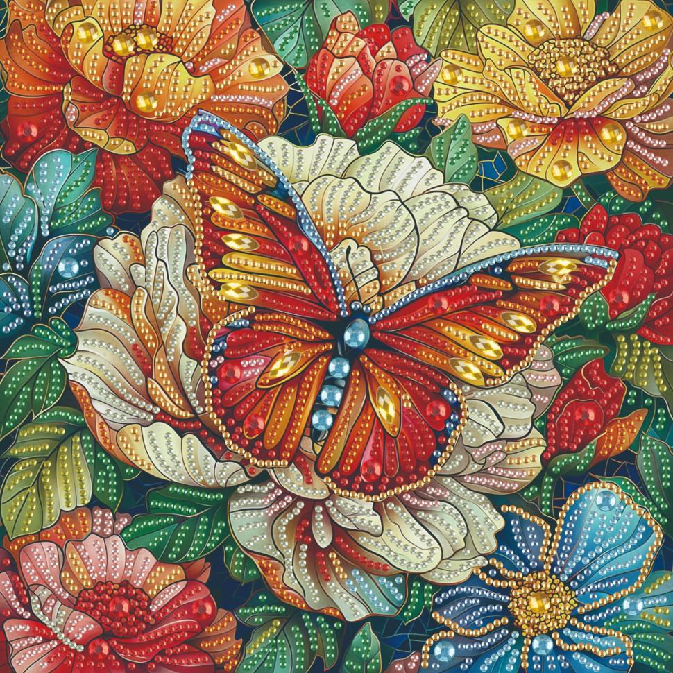 Алмазная мозаика Brushme Цветная бабочка 25x25 см (BH003)