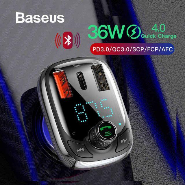 FM-модулятор BASEUS Type-s bluetooth MP3 charger with car с функцией зарядного устройства Black (CCTM-B01) - фото 2