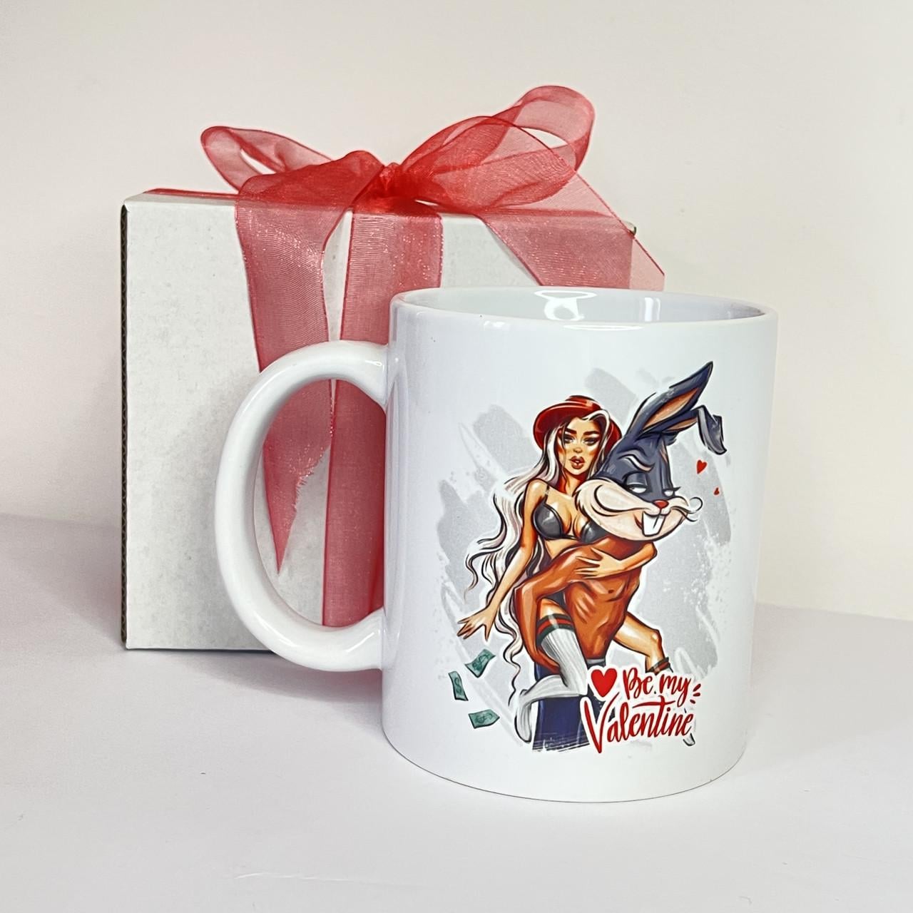 Чашка керамическая Be my Valentine с авторским принтом 330 мл (2881236674)