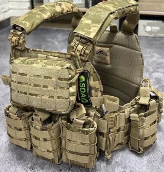 Плитоноска з підсумками Asdag з 4 точками швидкого скидання Піксель (2472511823) - фото 2