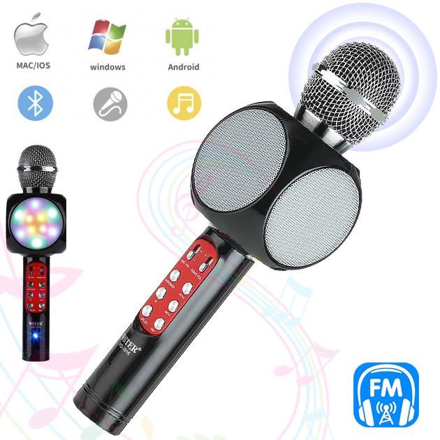 Микрофон для караоке Wster WS-1816 Bluetooth/USB/FM тюнер со светомузыкой (17945771) - фото 4