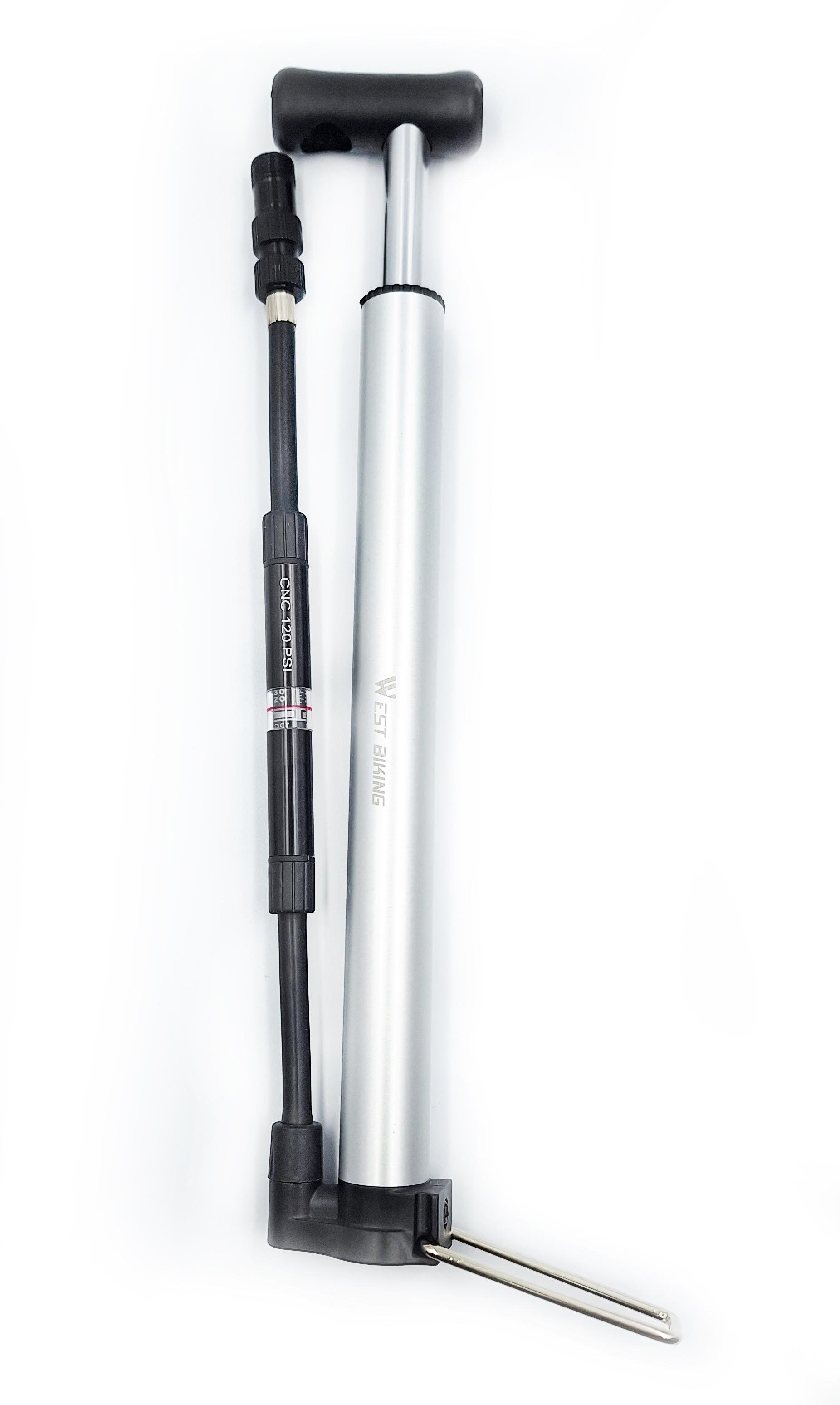 Насос велосипедный West Biking YP0711106 с манометром и подножкой Серебристый (G0000926)