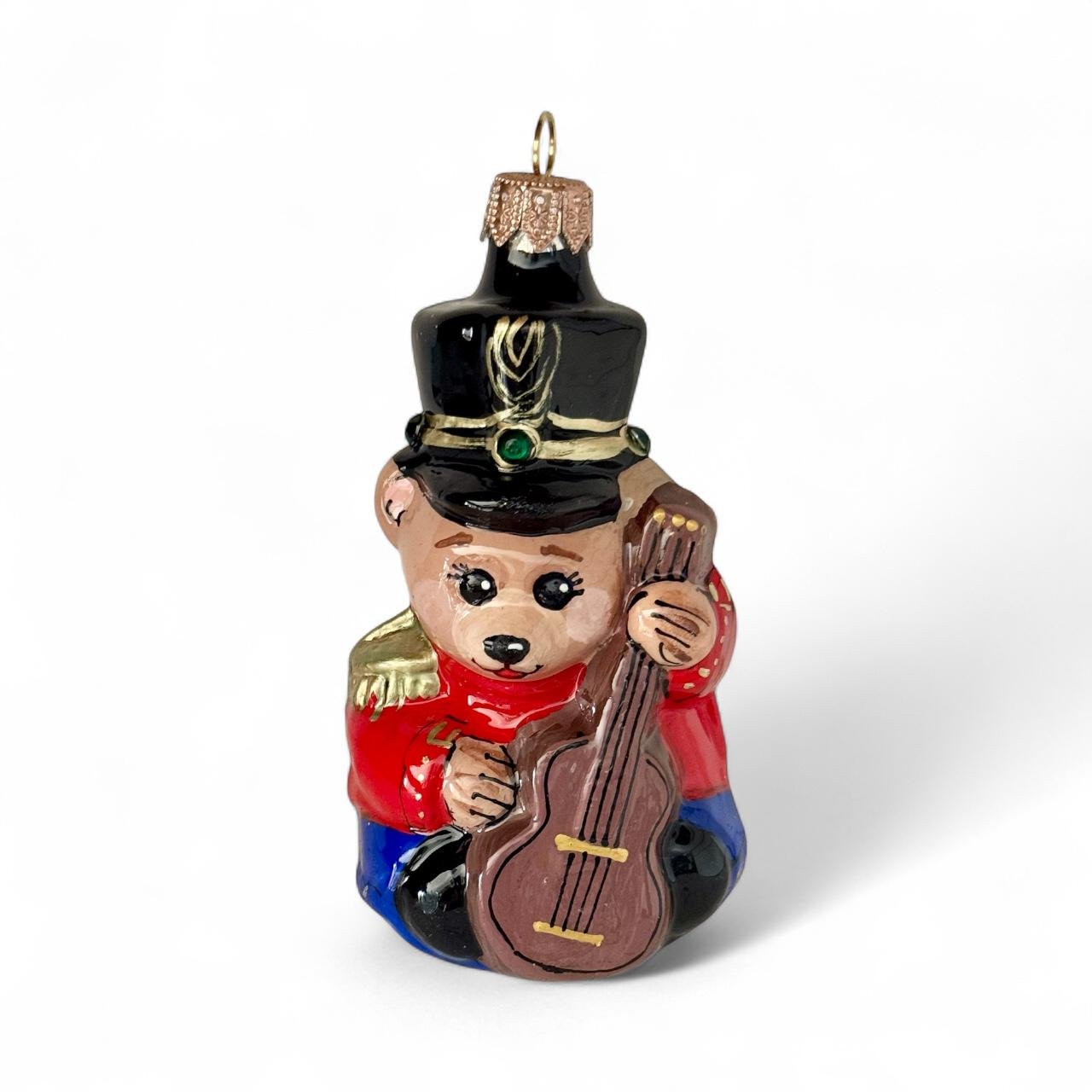 Игрушка на елку Мишка с гитарой из стекла (F-bear-1)
