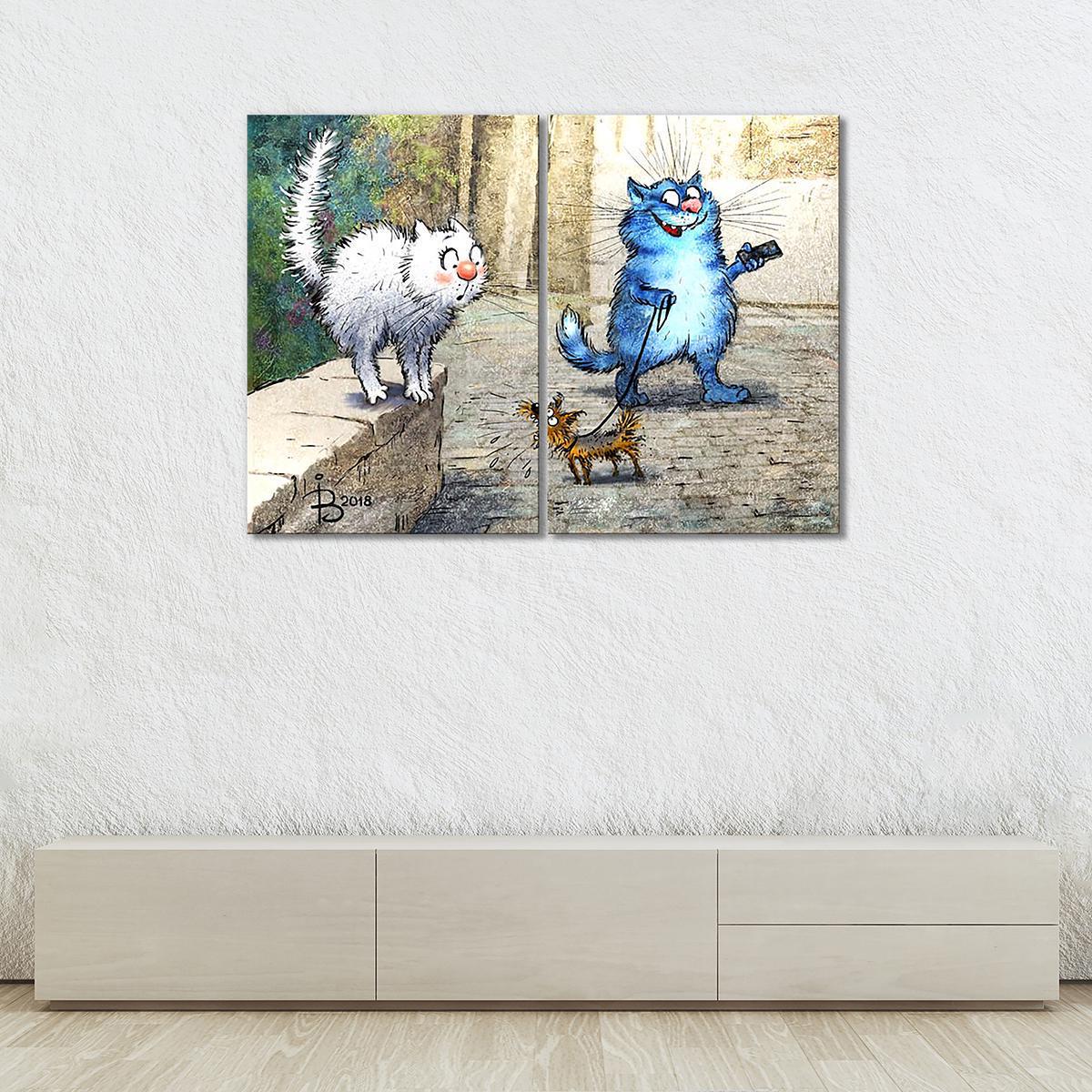 Модульная картина Натравил собаку на даму 2 модуля 30х45 см