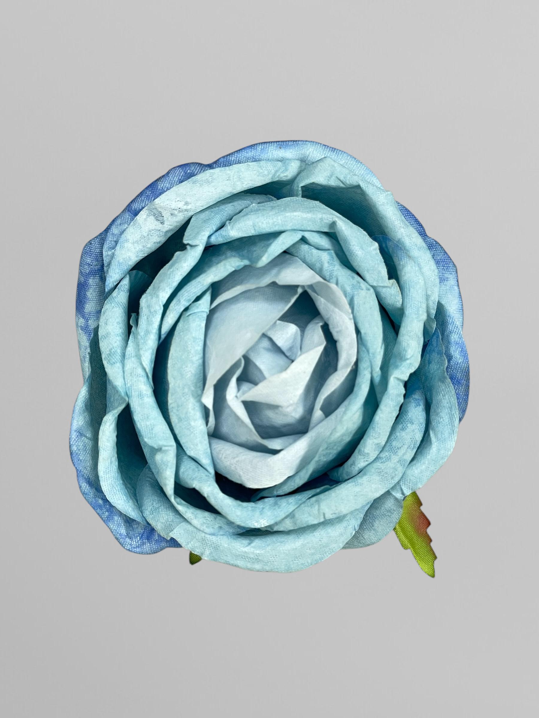 Искусственная головка розы декоративная L 8 см Голубой (К02131)