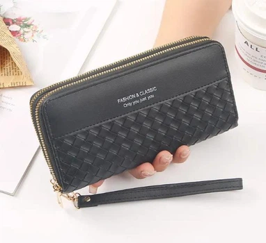 Женский кошелек/клатч с двойной молнией Черный