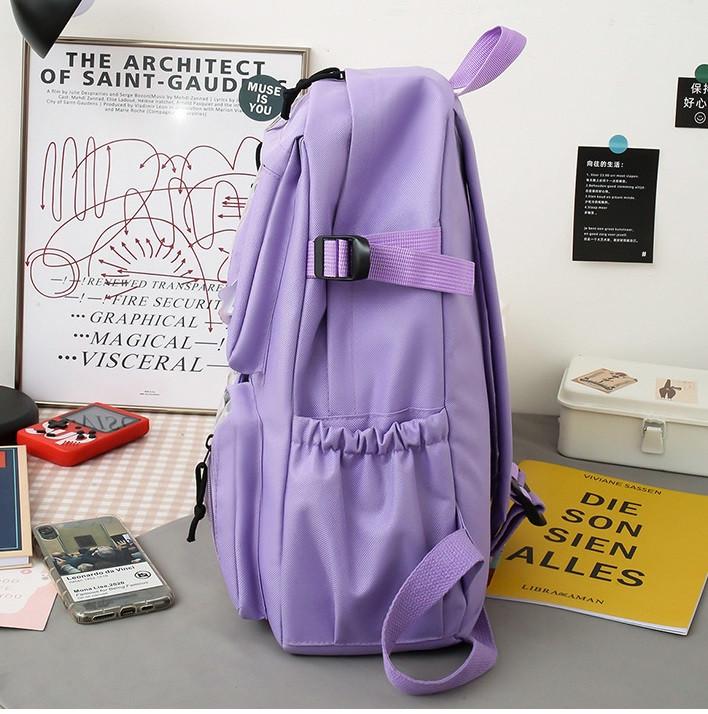 Набор школьный рюкзак сумка-шоппер/косметичка пенал и мешочек Лия 5в1 Фиолетовый (1553005707) - фото 6