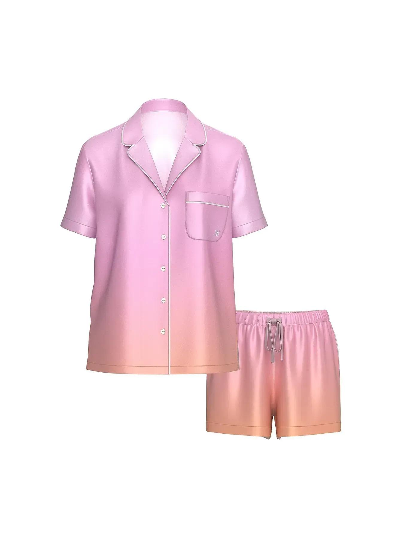 Піжама сатинова сорочка/шорти Victoria's Secret Glazed Satin Ombré Short Pajama Set L Різнокольоровиий (2681251D) - фото 3 Піжама сатинова сорочка/шорти Victoria's Secret Glazed Satin Ombré Short Pajama Set L Різнокольоровиий (2681251D) - фото 3