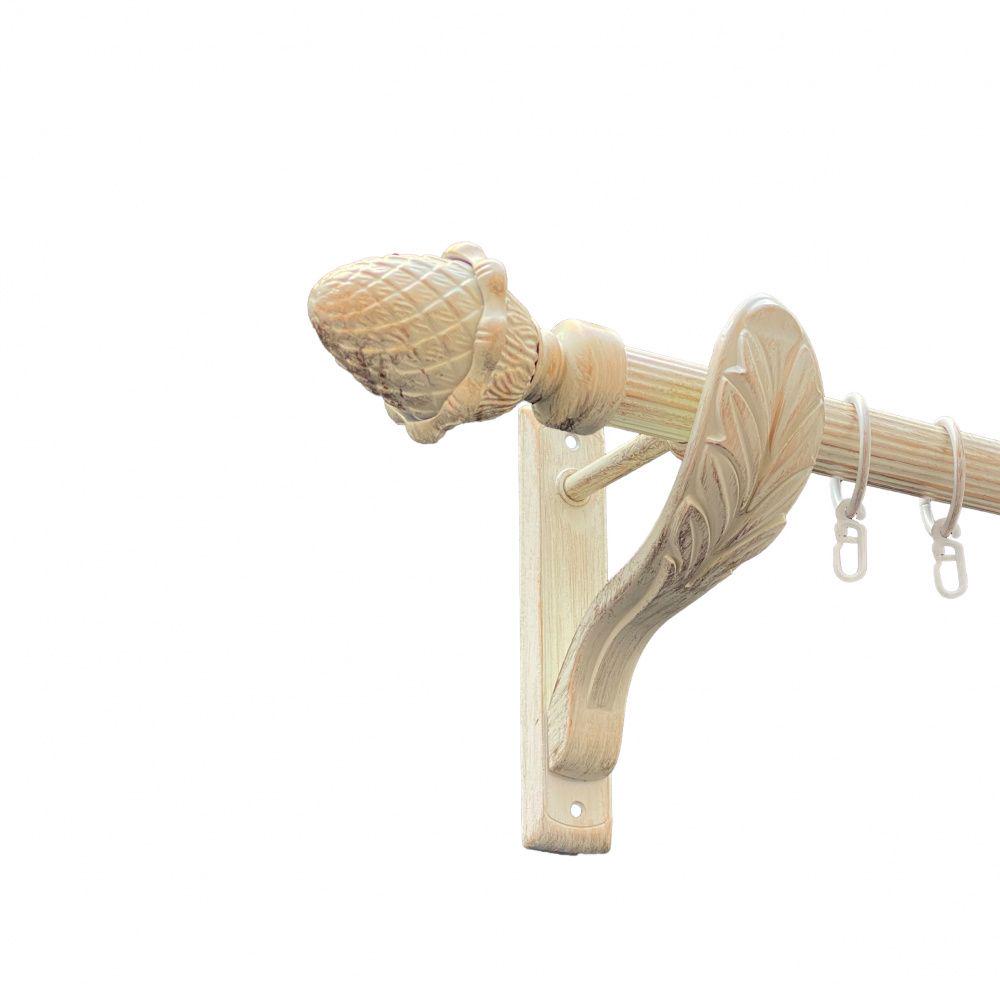 Карниз Orvit Цинара металевий однорядний ретро рифлена труба кільце металеве 25 мм 240 см Біле Золото (00-00010625)