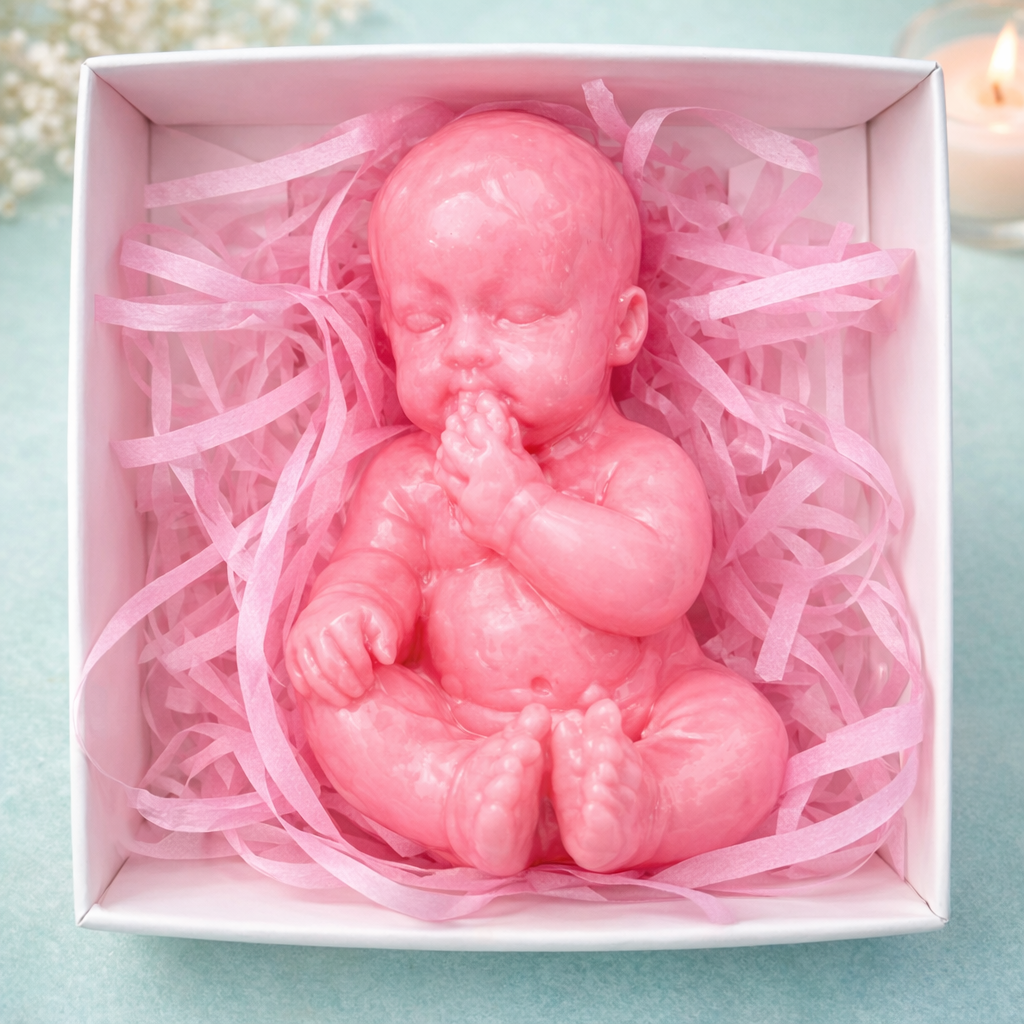 Мыло сувенирное фигурное Новорожденный с ручкой во рту Розовый Мыло сувенирное фигурное Новорожденный с ручкой во рту Розовый