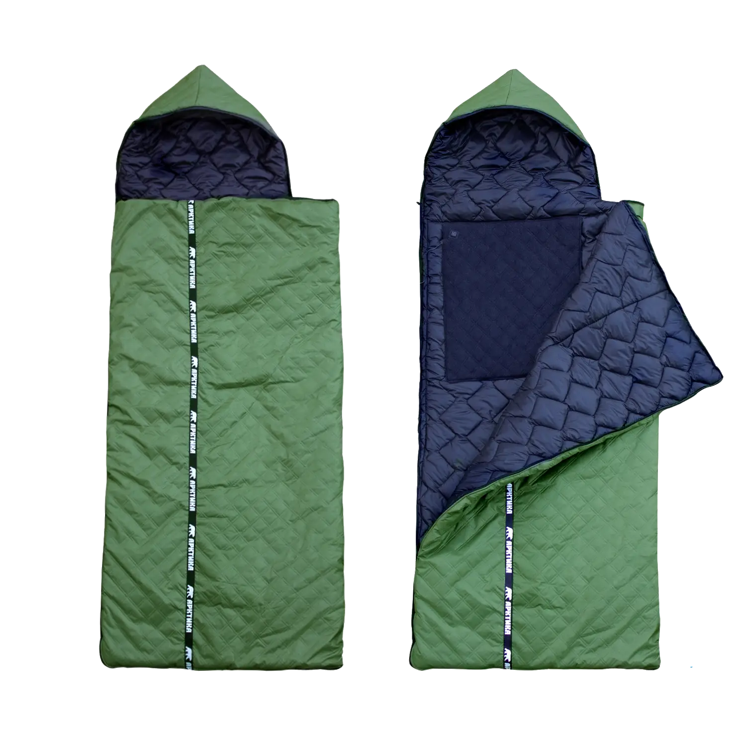 Спальный мешок зимний -30 Арктика с подогревом от павербанка 220х90 Хаки - фото 6