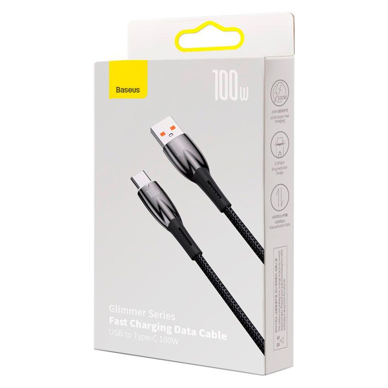 Кабель BASEUS Type-C Glimmer Series Fast Charging 200 см 100 W Black (CADH000501) - фото 4 Кабель BASEUS Type-C Glimmer Series Fast Charging 200 см 100 W Black (CADH000501) - фото 4