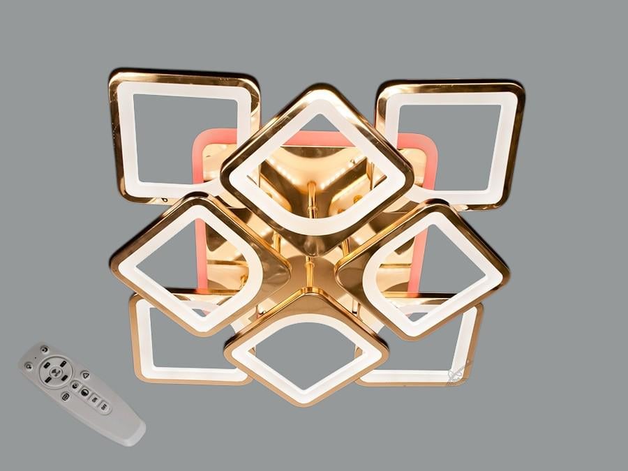 Люстра потолочная с диммером и LED подсветкой 130W Золотой (S8060/4+4G 3col dim)