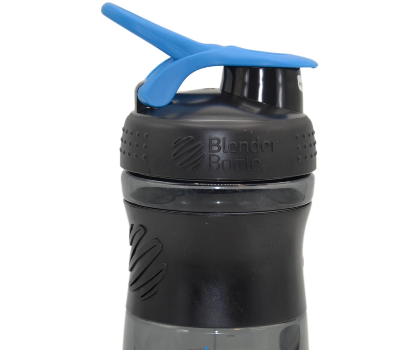 Шейкер спортивный Blender Bottle SportMixer 20 oz 590 ml Black/Cyan - фото 3