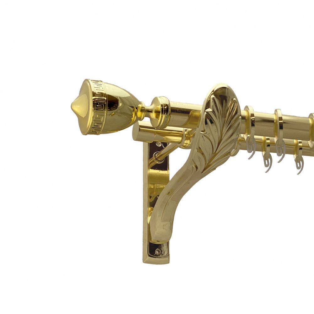 Карниз металлический Orvit Афина двухрядная ретро/гладкая труба/кольцо фасонное металлическое Золото 25/19 мм 240 см (00-00009632)