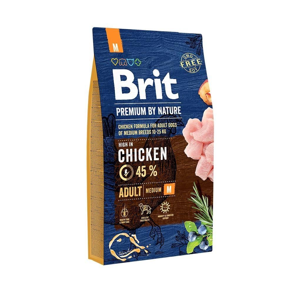 Корм сухой Brit Premium Dog Adult M для взрослых собак средних пород весом 10-25 кг с курицей 8 кг (8595602526369)